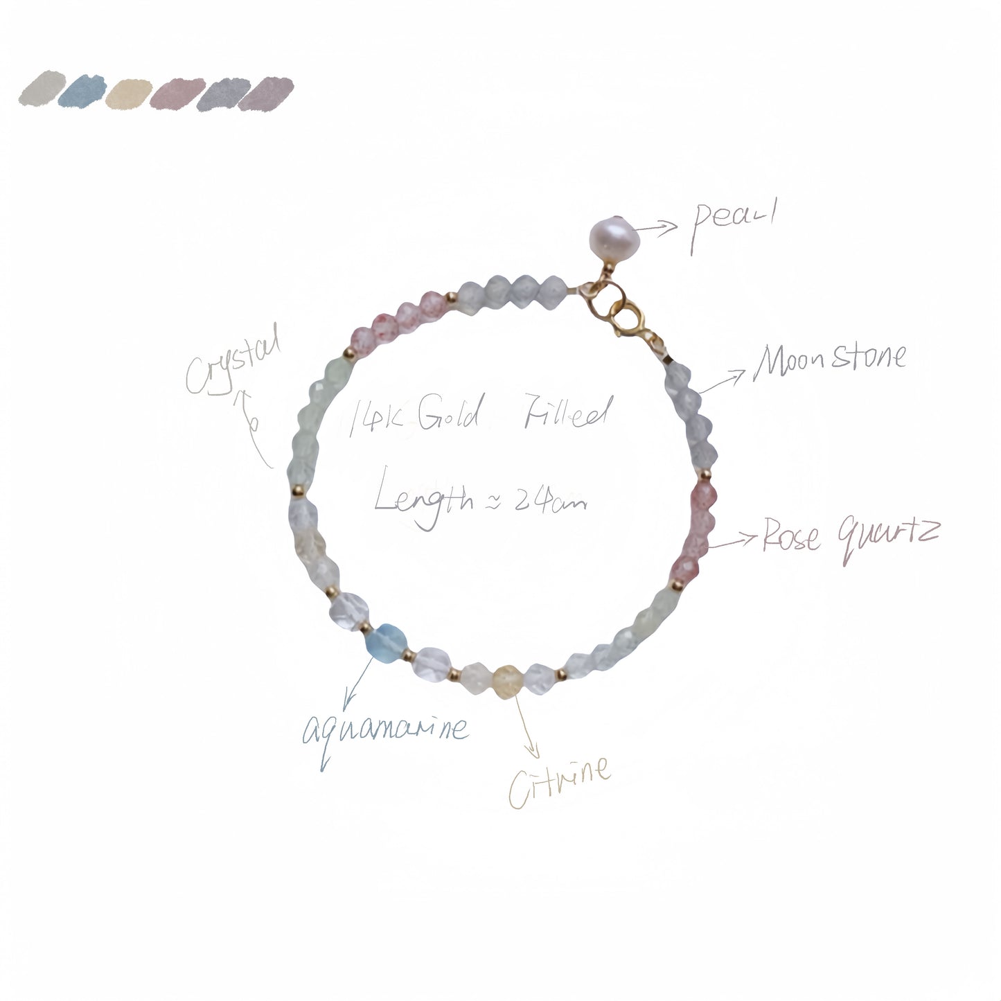 [Seaside Serenity] Aquamarine Strawberry quartz Bracelet