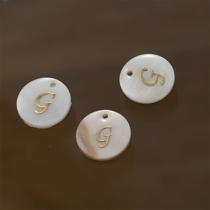 A-Z Mother Of Pearl Round Shape Single-Side Letters DIY Pendant