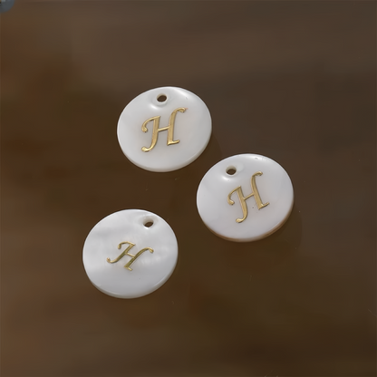 A-Z Mother Of Pearl Round Shape Single-Side Letters DIY Pendant