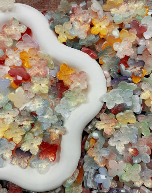 【A105 Rainbow's End】10mm Mix Colored Glaze Flower Beads