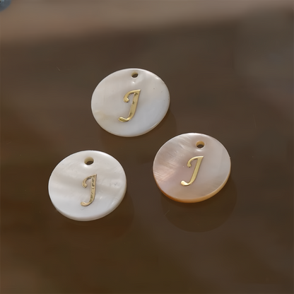 A-Z Mother Of Pearl Round Shape Single-Side Letters DIY Pendant