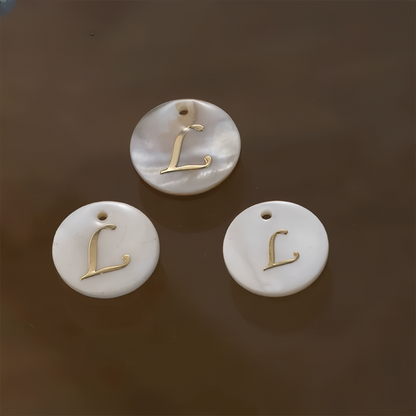 A-Z Mother Of Pearl Round Shape Single-Side Letters DIY Pendant