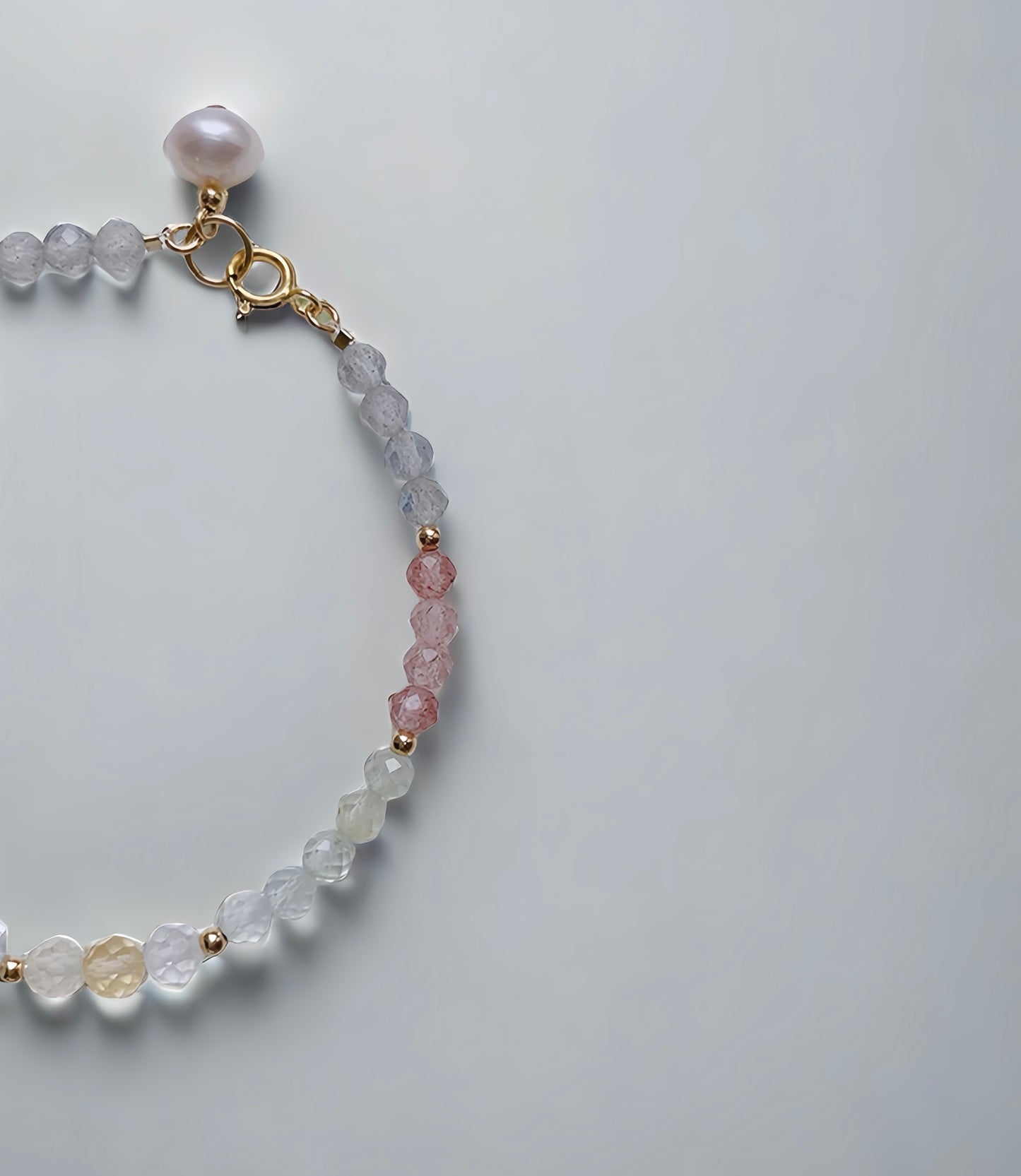 [Seaside Serenity] Aquamarine Strawberry quartz Bracelet