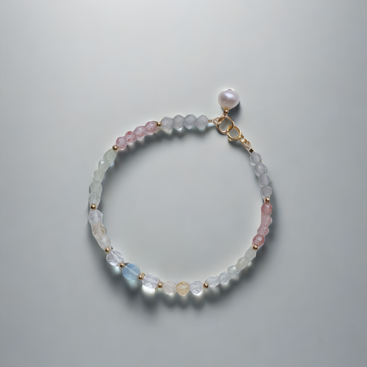 [Seaside Serenity] Aquamarine Strawberry quartz Bracelet