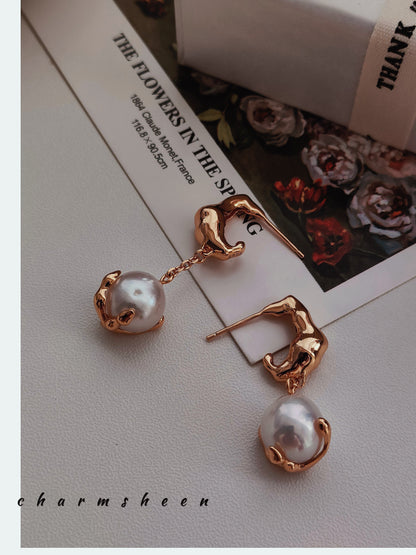 [Precious] 18k Gold Plating Sterling Silver Freshwater Pearl Earring