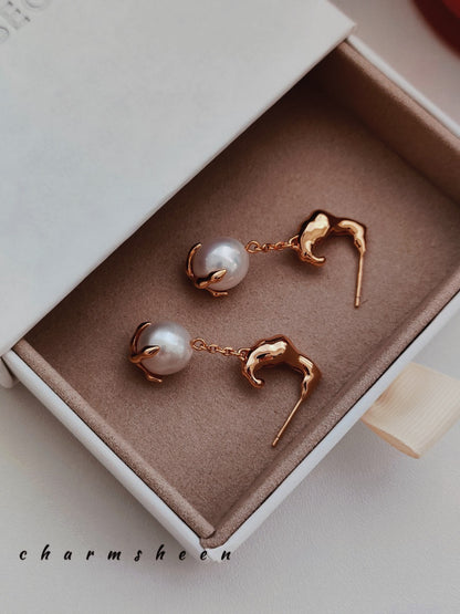 [Precious] 18k Gold Plating Sterling Silver Freshwater Pearl Earring