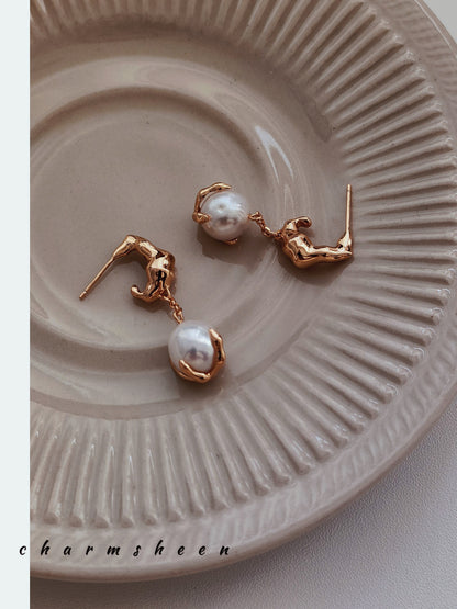 [Precious] 18k Gold Plating Sterling Silver Freshwater Pearl Earring