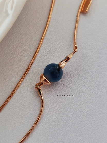 [Mysteriousness] 18k Gold Plating Agate Sterling Silver Necklace.