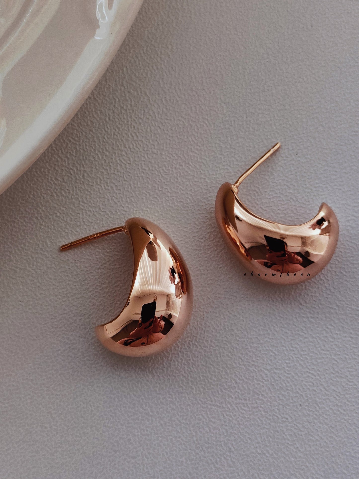 [Lunar] 18k Gold Plating Sterling Silver Hoops Earrings