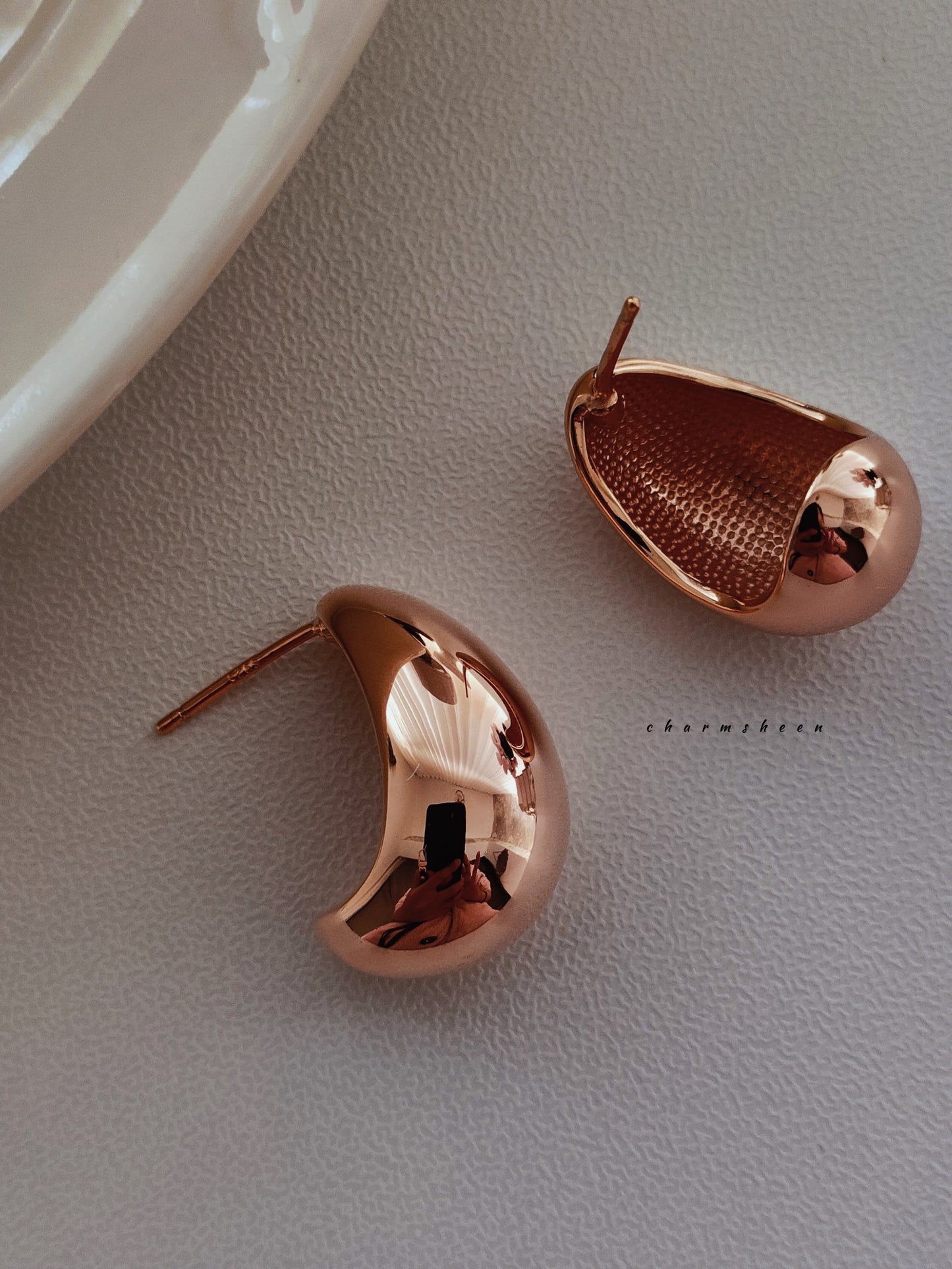 [Lunar] 18k Gold Plating Sterling Silver Hoops Earrings