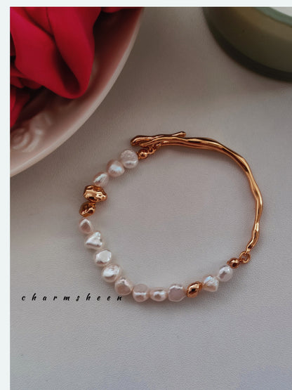 [Serein] -Freshwater Pearl 18k Gold Plating Sterling Silver Bracelet