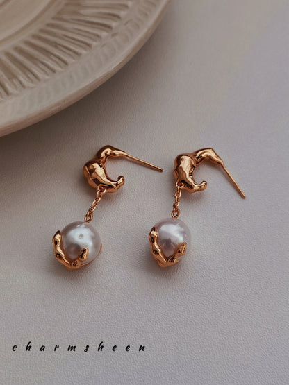 [Precious] 18k Gold Plating Sterling Silver Freshwater Pearl Earring