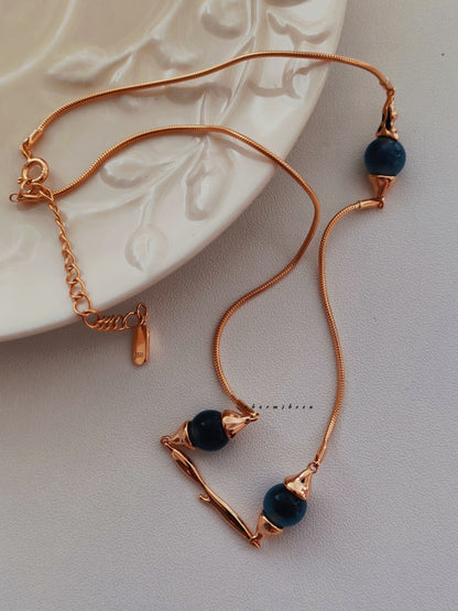 [Mysteriousness] 18k Gold Plating Agate Sterling Silver Necklace.