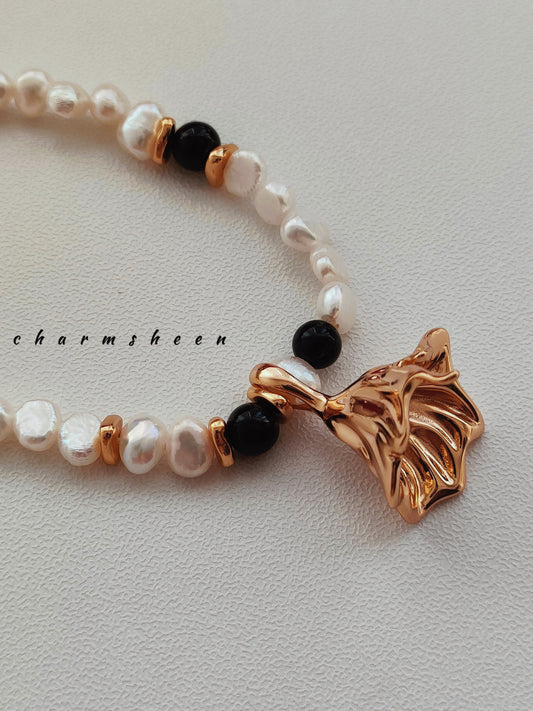[Girl’s skirt] Synthetic Agate Pearl Necklace