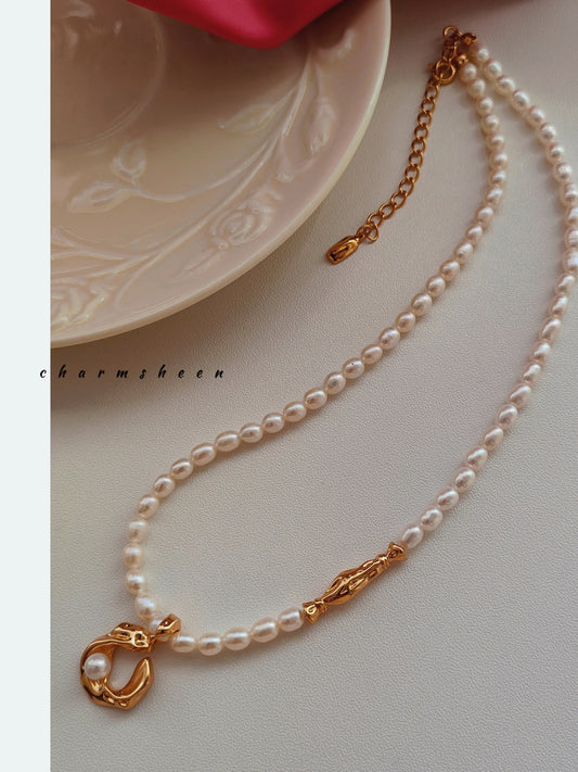 [Moonlight] Stillness Sterling Silver Freshwater Pearl Necklace