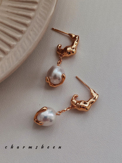 [Precious] 18k Gold Plating Sterling Silver Freshwater Pearl Earring